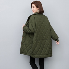 休闲单排扣风衣女中长款年春秋新款中老年妈妈宽松大码翻领薄外套，女装棉衣/棉服，悦见她