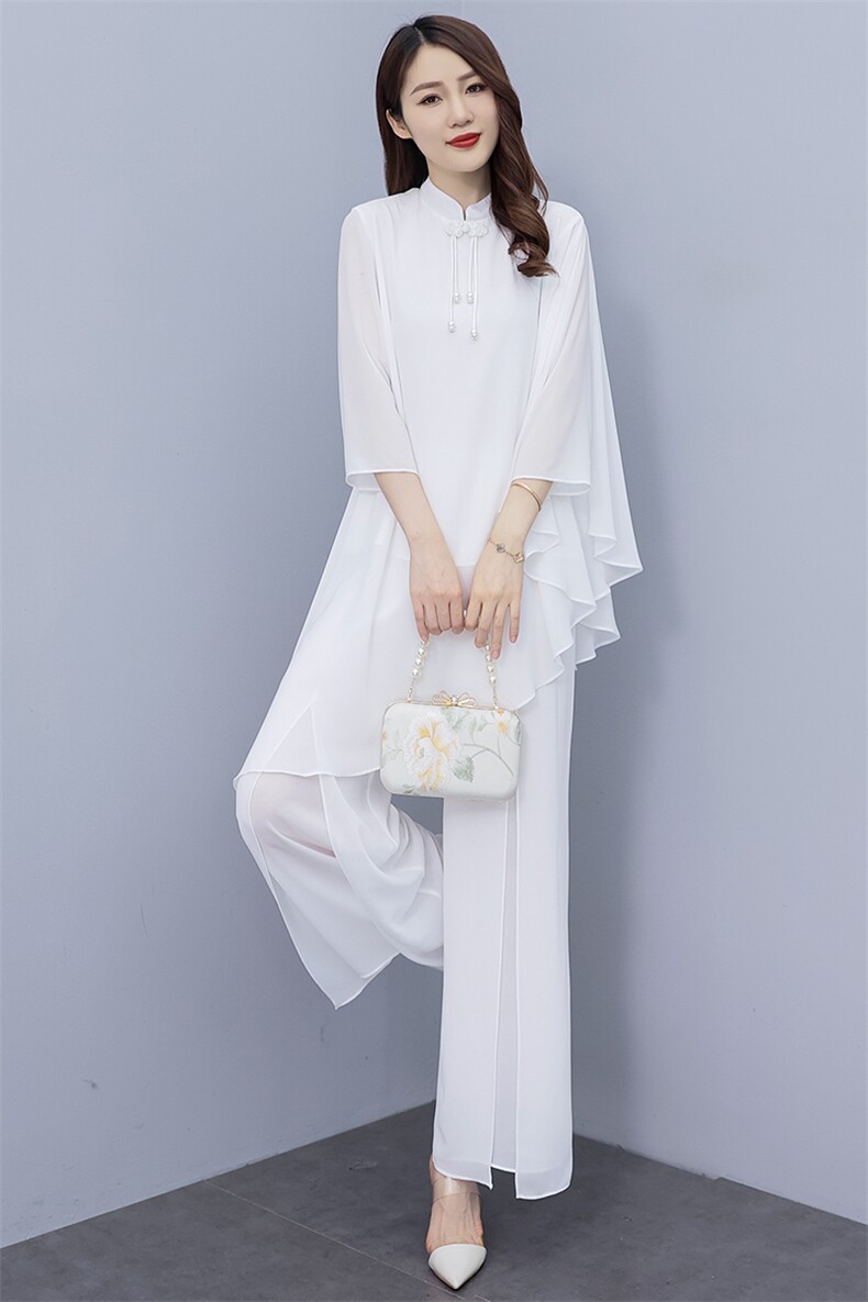 禅意女装白色改良文艺复古汉服夏唐装中国风禅修套装茶服女连衣裙,商品下架区,秀美人生
