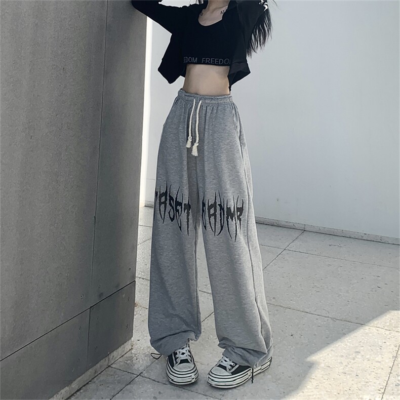 X090-P50印花直筒长裤男女款宽松街头嘻哈情侣百搭,男装休闲裤,星座911