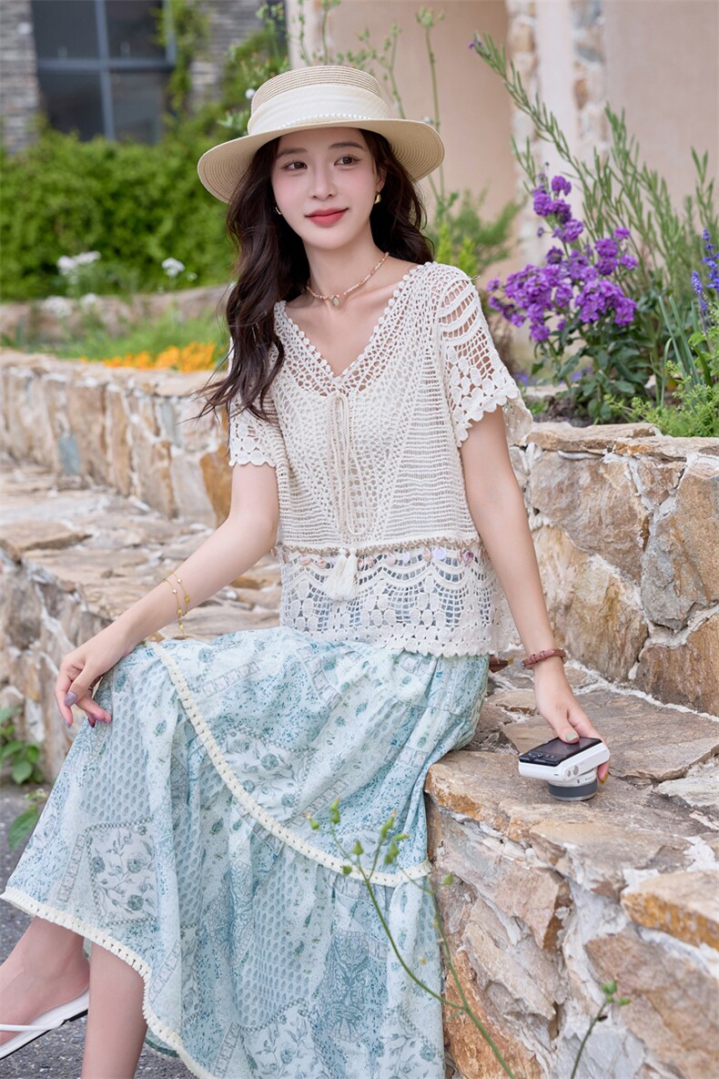 巨好看的夏装2025新款独特漂亮韩系波西米亚裙子穿搭一整套女,女装连衣裙,艾贝斯