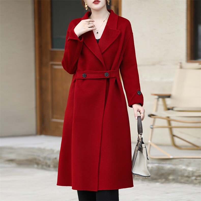 羊毛大衣女新款冬季韩版时尚流行羊毛呢子外套，女装双面呢大衣，召鑫羊绒双面呢