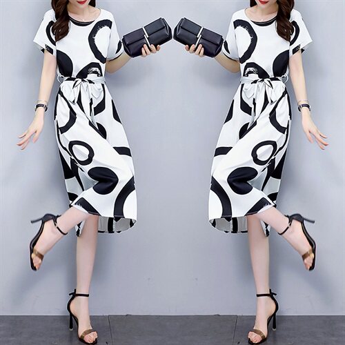 连衣裙通勤2022年夏季韩版中腰时尚显瘦大方，女装连衣裙，时尚俏佳人