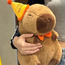 潮贝毛绒玩具 生日帽水豚（貂毛）