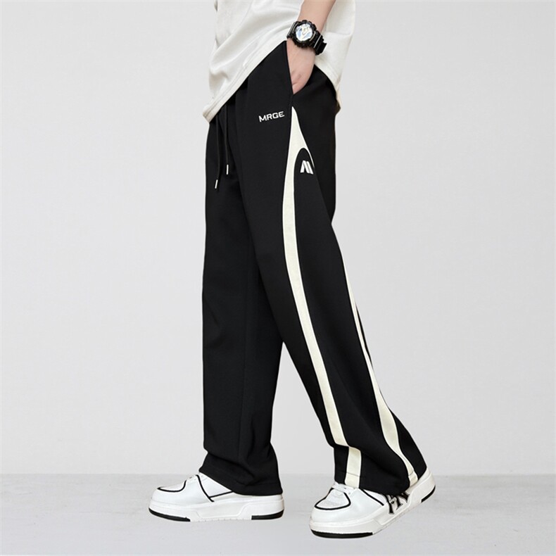 秋季新款阔腿休闲裤男潮流宽松直筒裤拼色卫裤J158-P43，男装休闲裤，星座310B-3