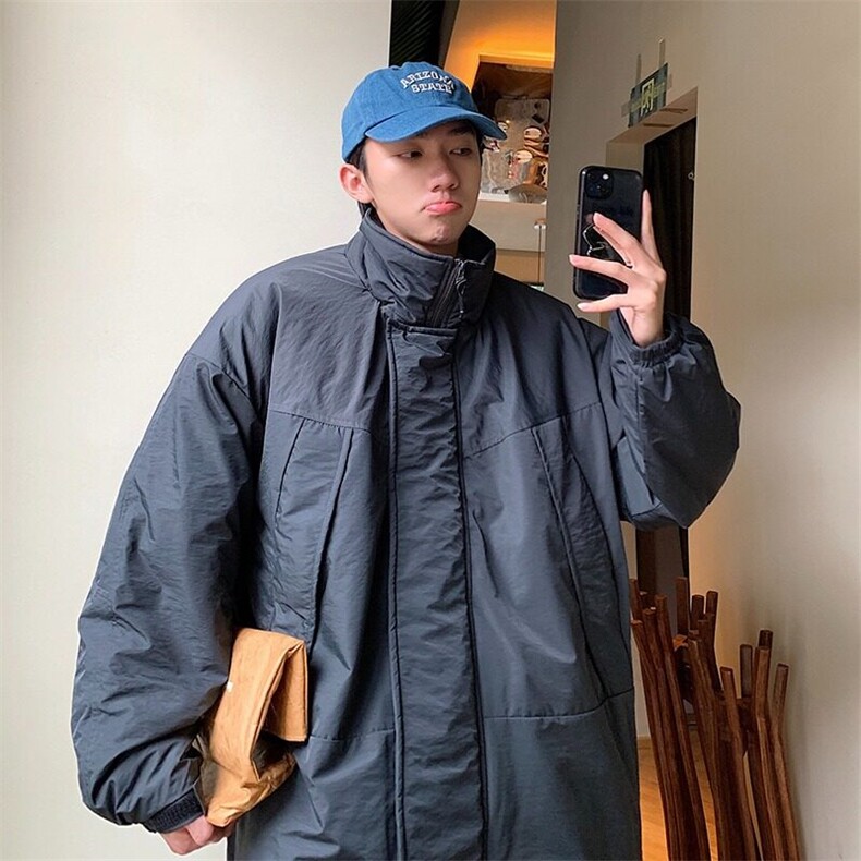 网络图现货潮牌纯色简约加绒加厚保暖防寒休闲棉服外套R512-P85,男装棉衣,星座1005-4