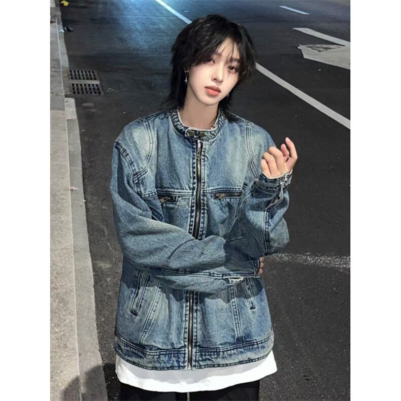 【有货】美式复古水洗做旧牛仔外套男女春秋短款夹克W353WW-特P75,男装夹克,星座1007（原301D）
