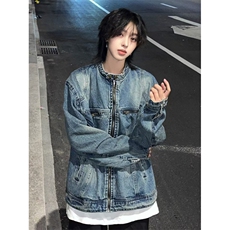 【有货】美式复古水洗做旧牛仔外套男女春秋短款夹克W353WW-特P75，男装夹克，星座1007（原301D）