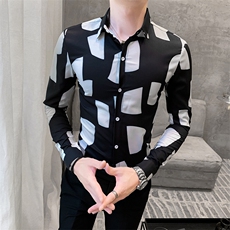 312A-928-P55新款社会精神小伙长袖衬衫男时尚帅气夜店衬衣-首1，男装衬衫，星座312A-5