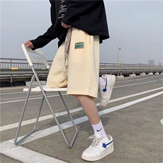 夏季新款排扣设计感运动短裤潮流休闲五分阔腿裤子，男装牛仔裤，星座410-7