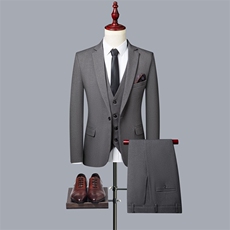 三色单排扣时尚春秋套装商务西服P200-三件套8018，男装西服，星座613B