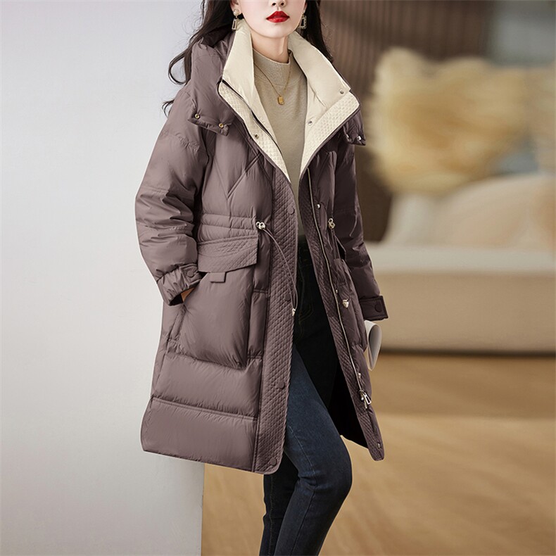 90白鸭绒羽绒服2023新款时尚流行收腰加厚洋气外套,女装羽绒服,雅佳俏