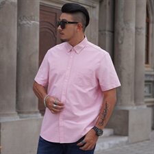 2XL-8XL男士短袖衬衣纯棉商务休闲牛津纺半袖加肥加大码7233，男装衬衫，星座802