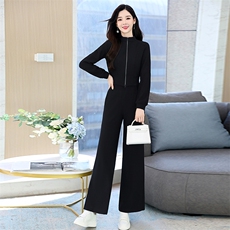 欧货气质女神范高端休闲套装女春装2024新款减龄阔腿裤两件套套裤，女装套装/套裙，卡杰菲