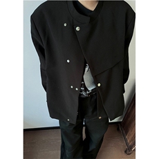 春季新中式垫肩斜门襟西服外套男解构设计感痞帅立领夹克XZ10，男装夹克，星座1116A（原606A-3）