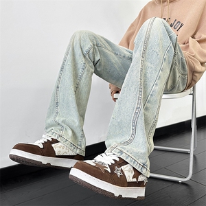 秋季新款牛仔裤男高街美式直筒宽长裤N1019-P48图片