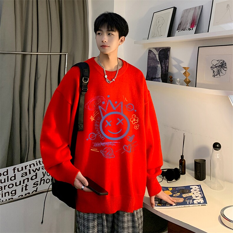 圆领毛衣男大码针织衫男毛线衣线衫M67180-P45加绒款-P65,男装针织衫/毛衣,电商A040