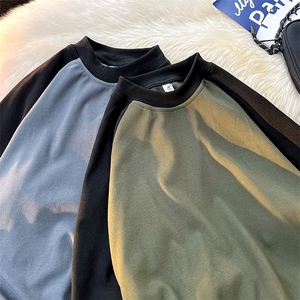 8XL-M280g重磅插肩半高领长袖t恤男打底德绒卫衣DR001特P27加绒37图片
