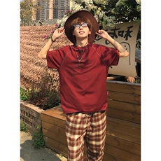 抖音得物二开240克宽松纯棉美式高街夜光反光工艺辑线短袖T恤，男装T恤，电商A486