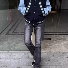 微喇牛仔裤美式高街水洗cleanfit长裤男，男装牛仔裤，星座506A