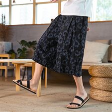 中国风暗黑菊七分阔腿裤2021夏季新款高品质盐缩面料裙裤D605P65，男装休闲裤，星座312B-2