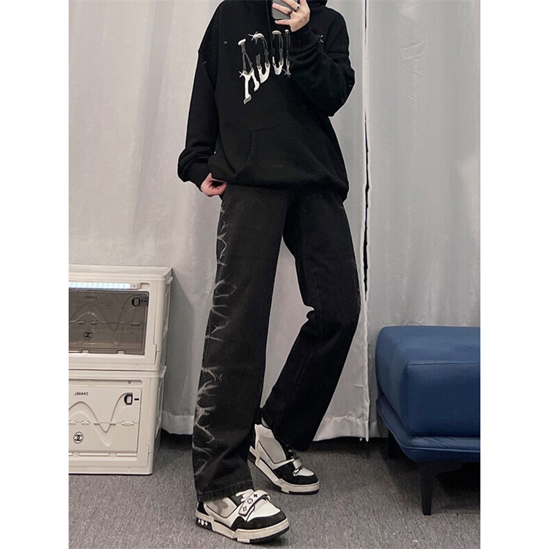欧美hiphop直筒牛仔裤美式复古阔腿裤垂坠感xz310a-4-nz15-P55,男装牛仔裤,星座310A-4