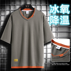 夏季短袖网格挂拍休闲宽松潮牌百搭短袖T恤男TC3138RK01-P30控50，男装T恤，星座717