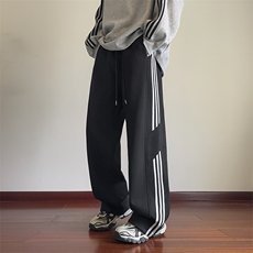 抖音品质冬季加绒潮流条纹宽松休闲卫裤B315-K24269JR-特p45控88，男装休闲裤，电商B315
