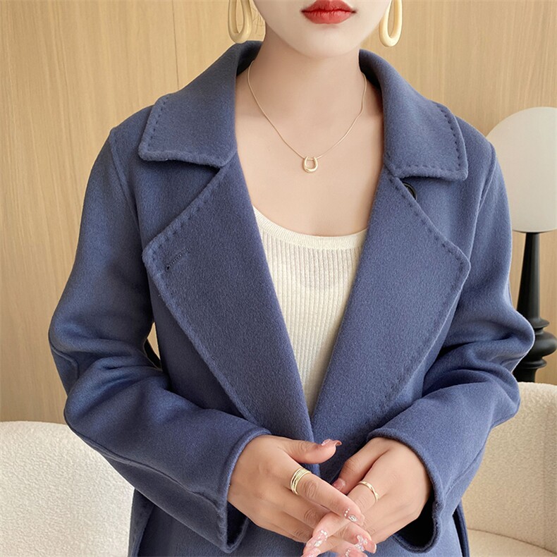 羊毛大衣女新款冬季韩版时尚流行羊毛呢子外套,女装双面呢大衣,召鑫羊绒双面呢