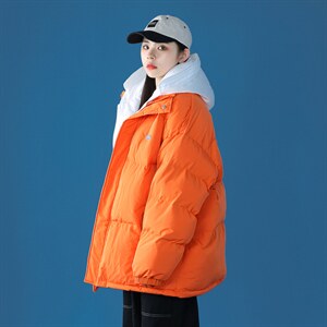 中性风冬装ins撞色拼接厚款保暖连帽棉服A125-Y281-P130女类,男装棉衣,电商A125