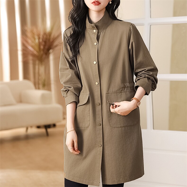 【M-4XL】中长款衬衫女长袖春秋外套宽松大码显瘦薄风衣新品图片