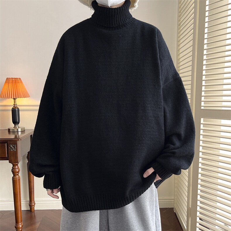 秋冬休闲纯色百搭毛衣男士美式oversize套头高领针织衫MY102-P40,男装针织衫/毛衣,电商A001
