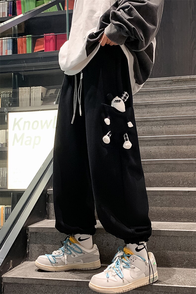 2023秋季新品学生口袋可拆卸小熊装饰运动裤束脚卫裤男K7391-P75,男装休闲裤,电商A441-1