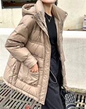 韩版休闲中长款羽绒服，女装羽绒服，那简