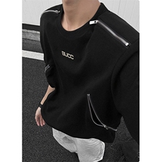 美式金属拉链boxy廓形短袖男夏季cleanfit小领口高级感半截袖卫衣，男装T恤，星座1116A（原606A-3）