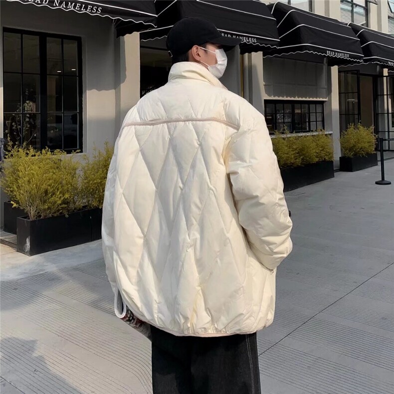 美式复古菱形格立领保暖棉衣男女冬季加厚简约宽松情侣棉服外套潮,男装棉衣,星座506A