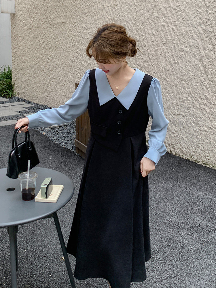 【现货】新款假两件连衣裙082-6632P145K228,女装连衣裙,浙宝192（原082）