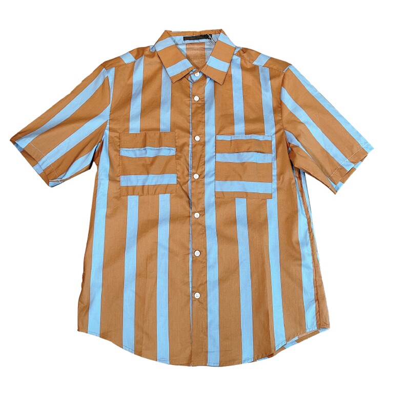夏季男士条纹短袖衬衫时尚痞帅高级感发型师半袖衬衣潮02778-P35,男装衬衫,电商B267