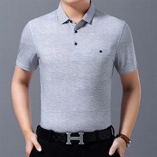爸爸春装短袖t恤薄款中年男士上衣服中老年人男装爷爷春款打底衫