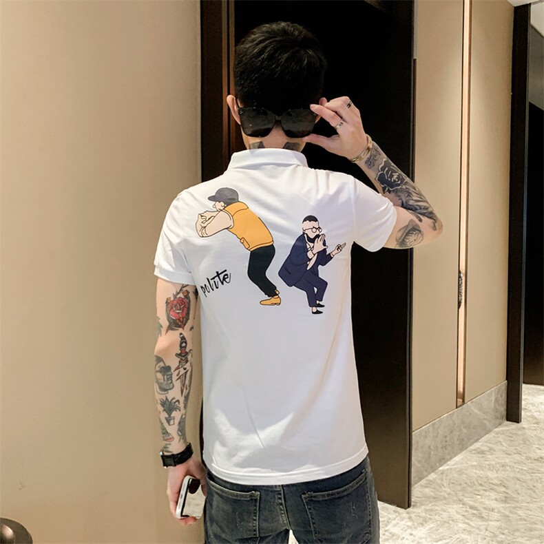 社会风小伙夏季网红爆款印花卡通人物POLO衫大货GN72142-P45，男装Polo衫，星座308A