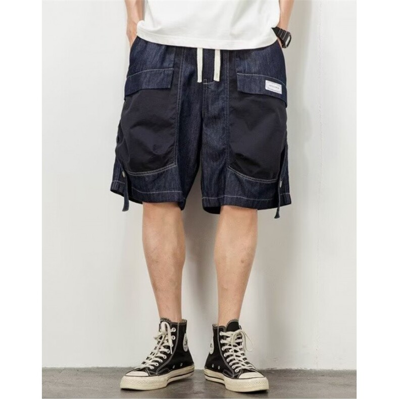 夏季休闲痞帅户外大口袋工装牛仔短裤男宽松抽绳五分裤子K221，男装牛仔裤，星座1116A（原606A-3）