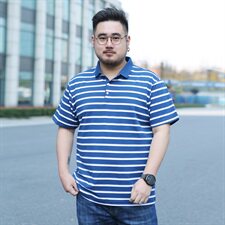 夏季新款棉短袖T恤男士翻领条纹polo衫休闲男装加肥大码5932款，男装T恤，星座802