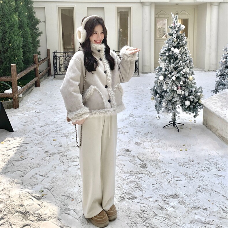 新品！！浅灰色皮毛一体2C203-6613-P215-K318,女装棉衣/棉服,2C203