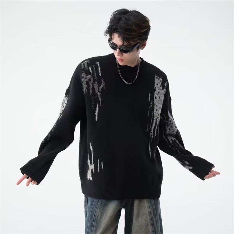 美式圆领毛衣男慵懒风休闲鹿毛绒针织衫CP133-P50,男装针织衫/毛衣,星座1109-3