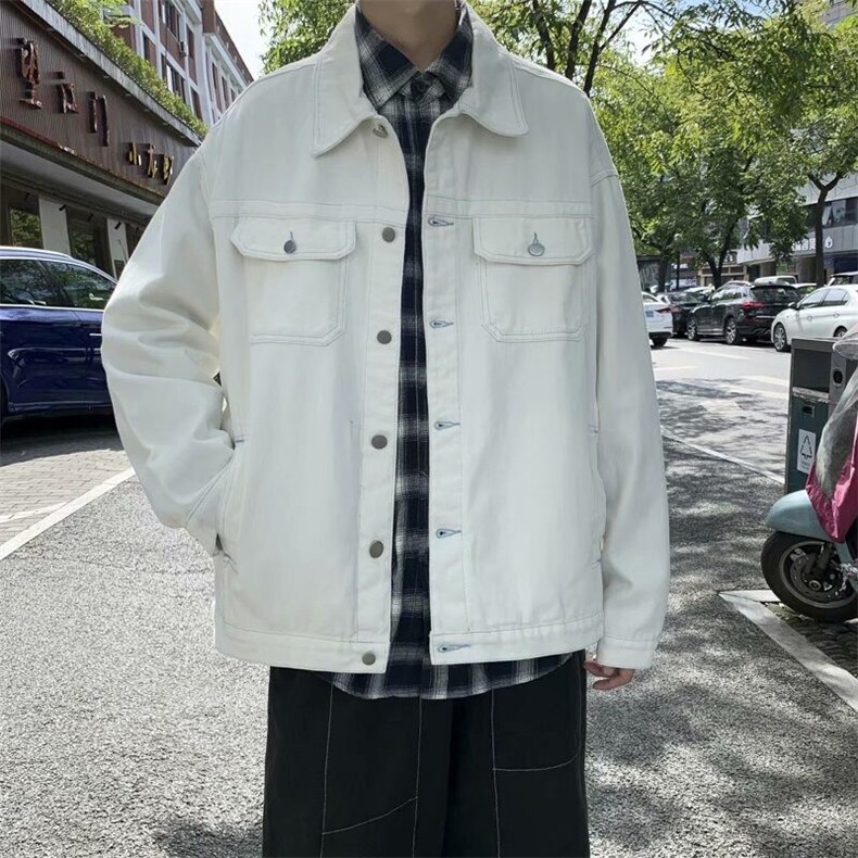 潮春秋季白色牛仔外套男宽松韩版bf百搭夹克上衣ins潮JX306,男装夹克,星座1116A-1（原606A）