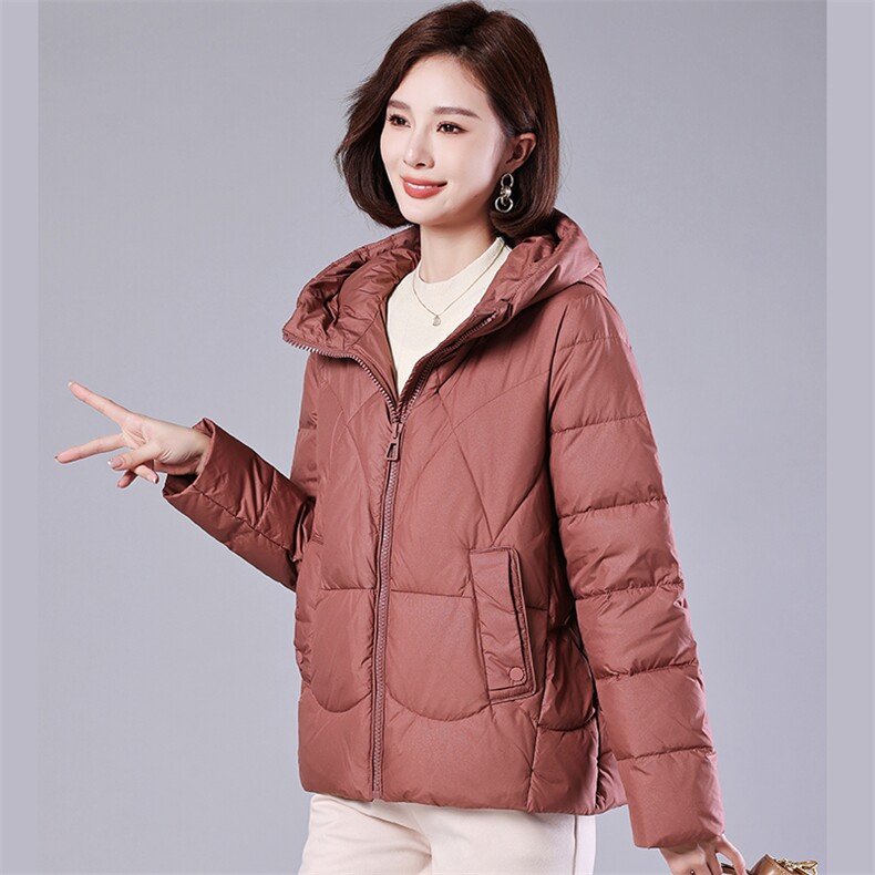 2024年冬季宽松纯色长袖连帽大码棉衣2024年冬季，女装棉衣/棉服，深妍伊美