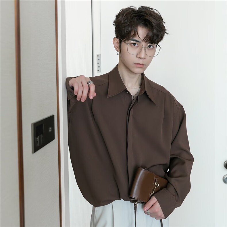 慵懒轻熟风长袖衬衫男女宽松休闲衬衣百搭秋季2025新款韩版潮流，男装衬衫，星座506A
