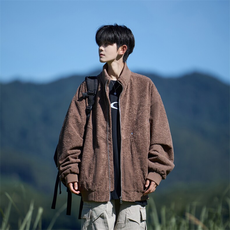 胖胖哥重磅毛绒夹克男秋冬季潮流痞帅摇粒绒宽松大码百搭上衣外套,男装夹克,星座109