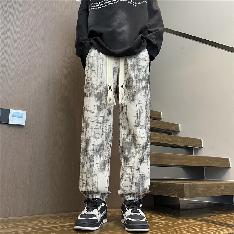 高品质秋季扎染拼接束脚裤宽松大码百搭休闲裤CK68特P30控58,男装休闲裤,电商A426-1(原A430-1)