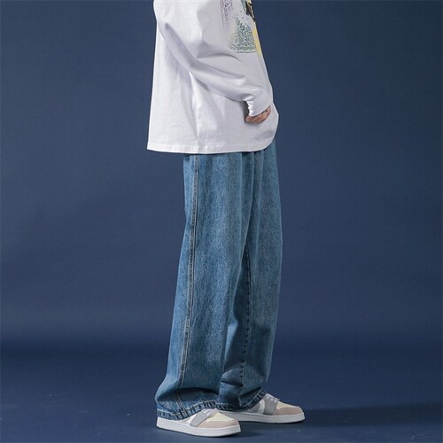 牛仔裤男宽松直筒裤子ins港风阔腿拖地休闲裤A080-9280-P35控48，男装牛仔裤，电商A080