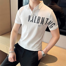 2023夏季新款英伦风高品质修身刺绣POLO衫冰丝短袖T恤男D238-p48，男装T恤，电商D303